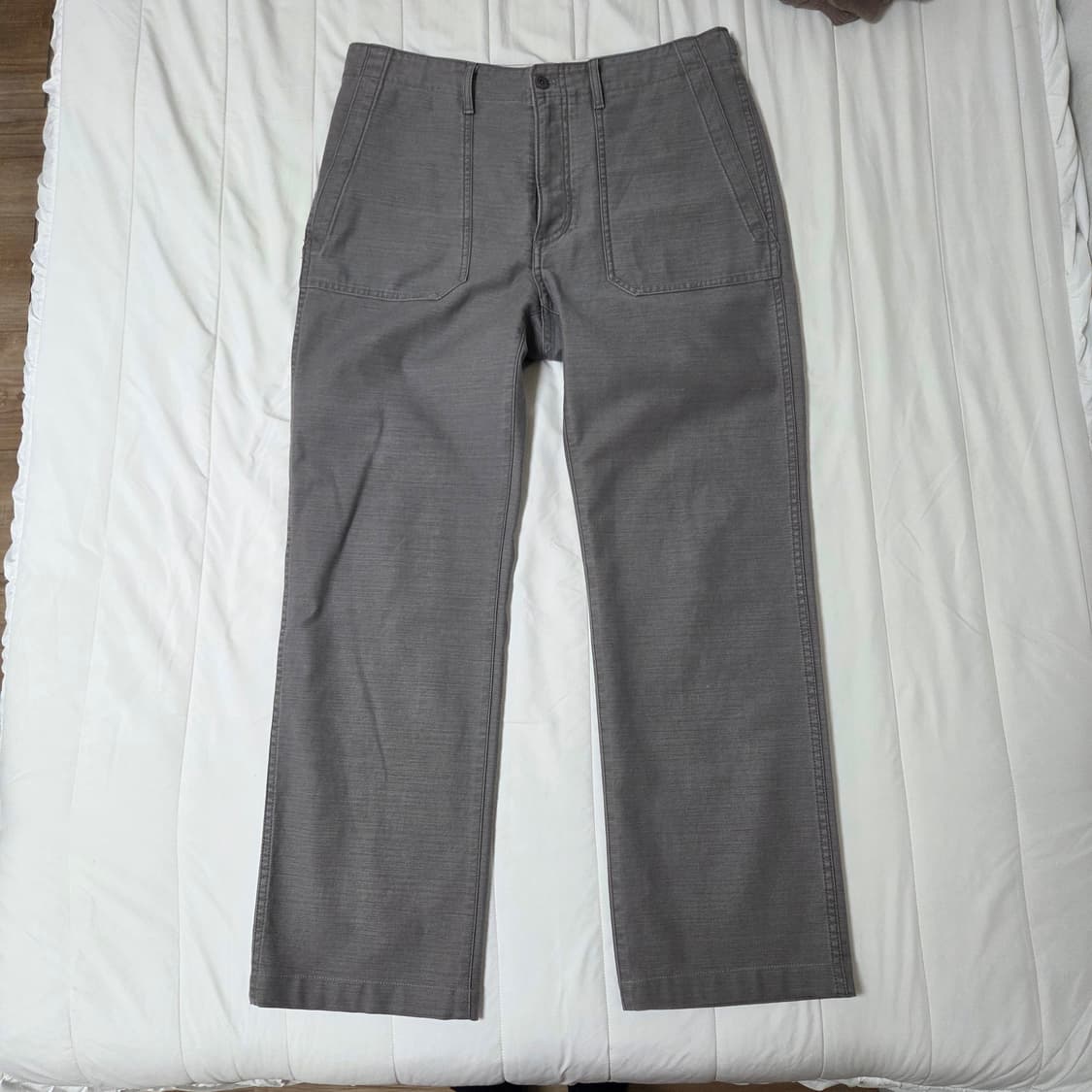 포터리 백사틴 슬림 스트레이트 퍼티그 팬츠 2 그레이 카키 / 바지 워크 상품이미지2