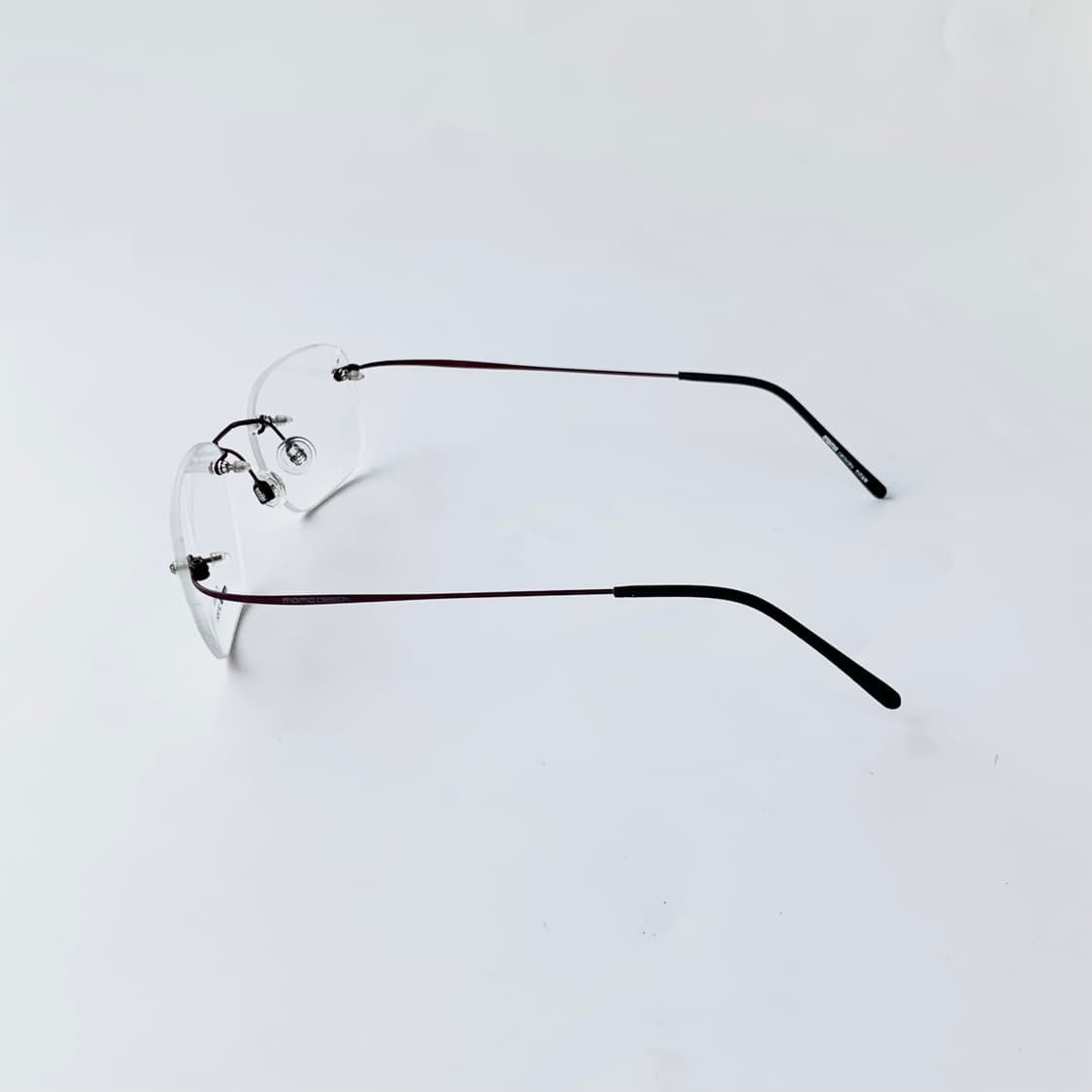 870 와인 티타늄 무테 안경 슬림 직사각 림리스 초경량 소형 데드스탁 상품이미지4