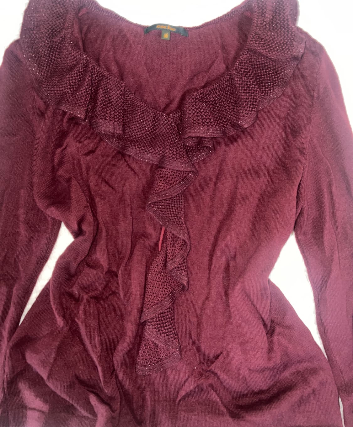버건디 프릴 니트 탑 일본 frill knit top 상품이미지2