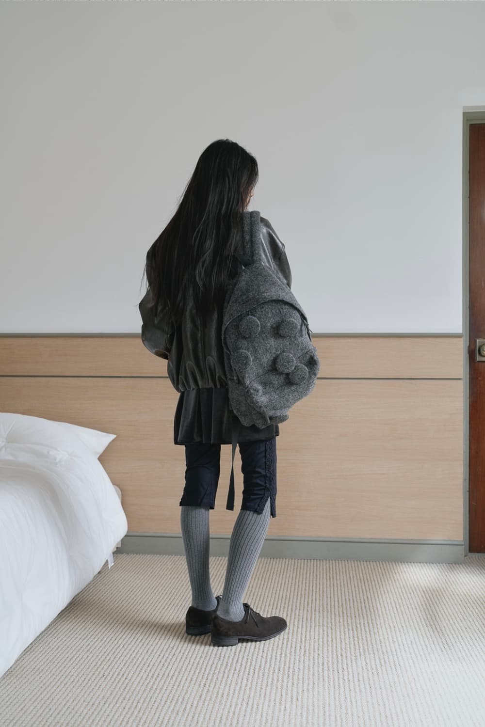 SAENGINSTUDIO 핀버튼 플리스 울 백팩 상품이미지5