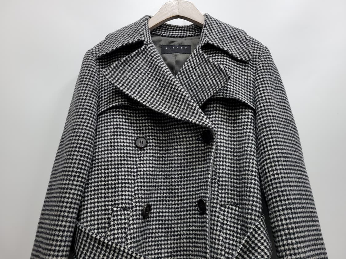 SISLEY 시슬리 벨티드 모노 체크 울 코트 / 여 42 (90)
 상품이미지4