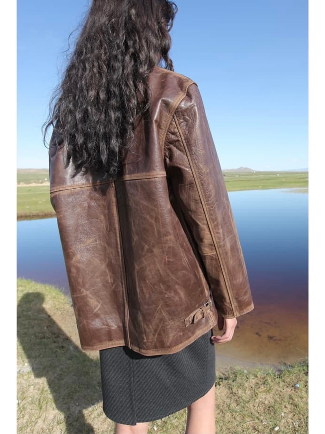 누아누 레더 자켓 브라운 상품이미지3