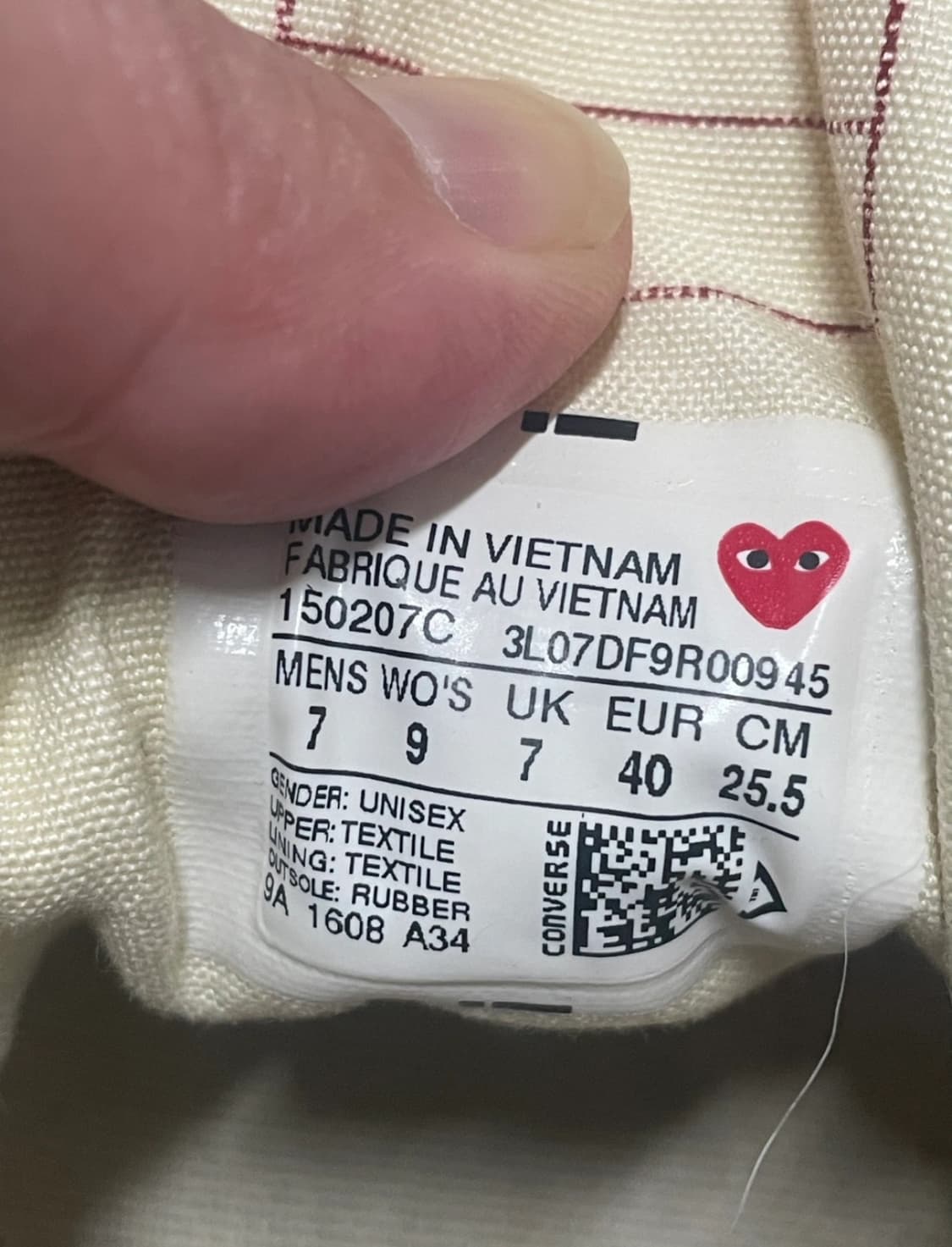 컨버스 꼼데가르송 아이보리 스니커즈 255 상품이미지5