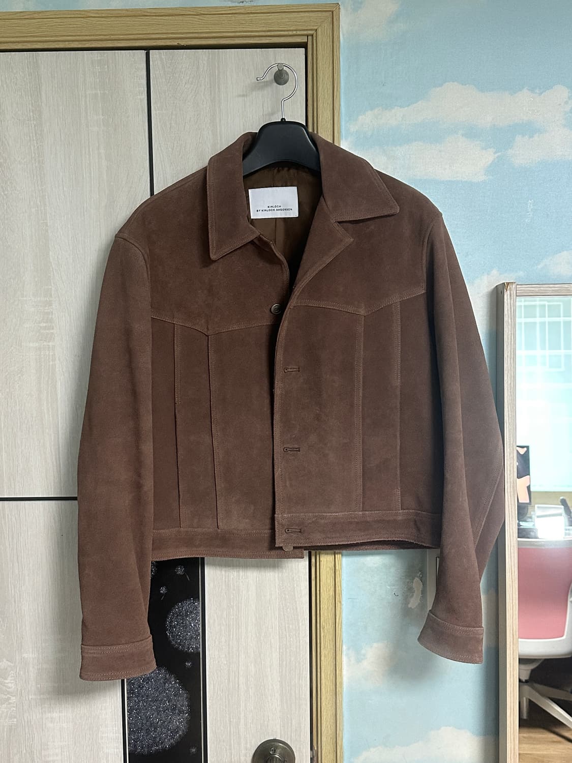 (L) 커넥트킨록 [리얼 레더] 카우 스웨이드 트러커 자켓 (브라운) 상품이미지2