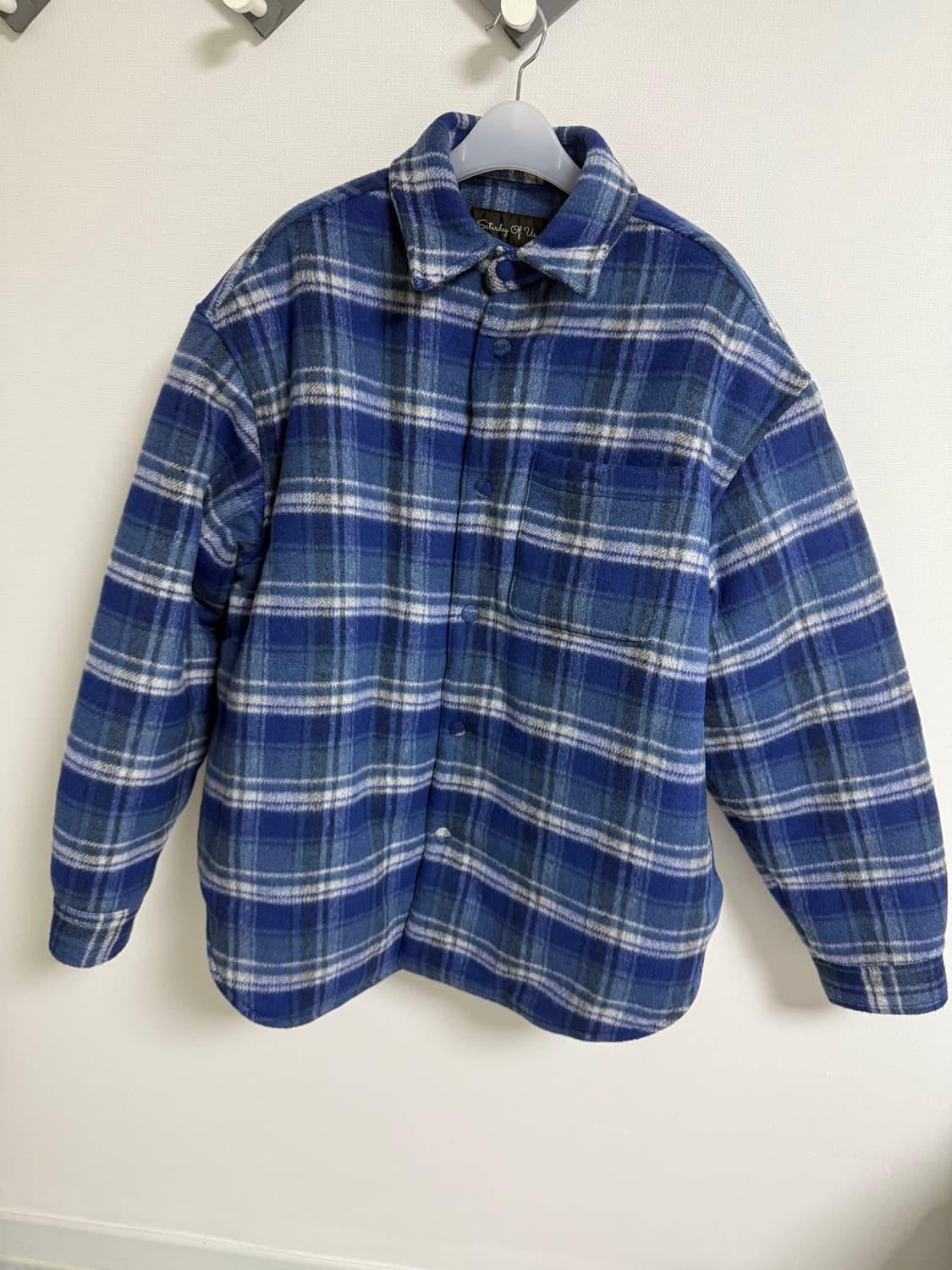 [L] STU 패디드 체크 셔츠 패딩 자켓 블루 상품이미지2