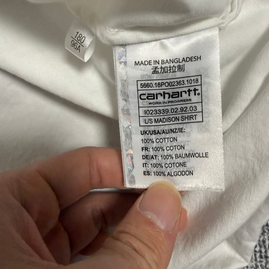 칼하트 WIP 매디슨 셔츠 화이트 L 상품이미지5