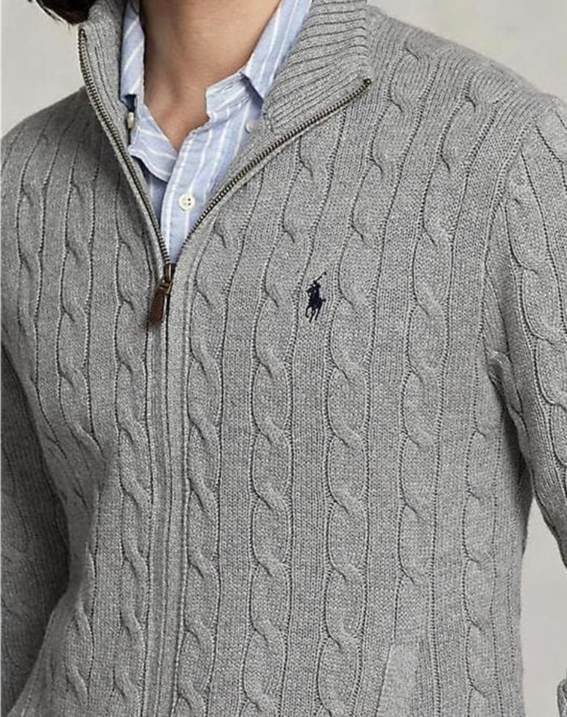 폴로 꽈배기 니트 풀집업 M , 100 (새상품) 상품이미지6