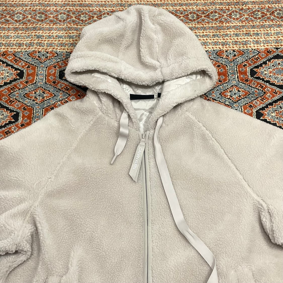 캘빈클라인 베이지 누빔 플리스 후드집업 점퍼 자켓 남성XL 상품이미지2