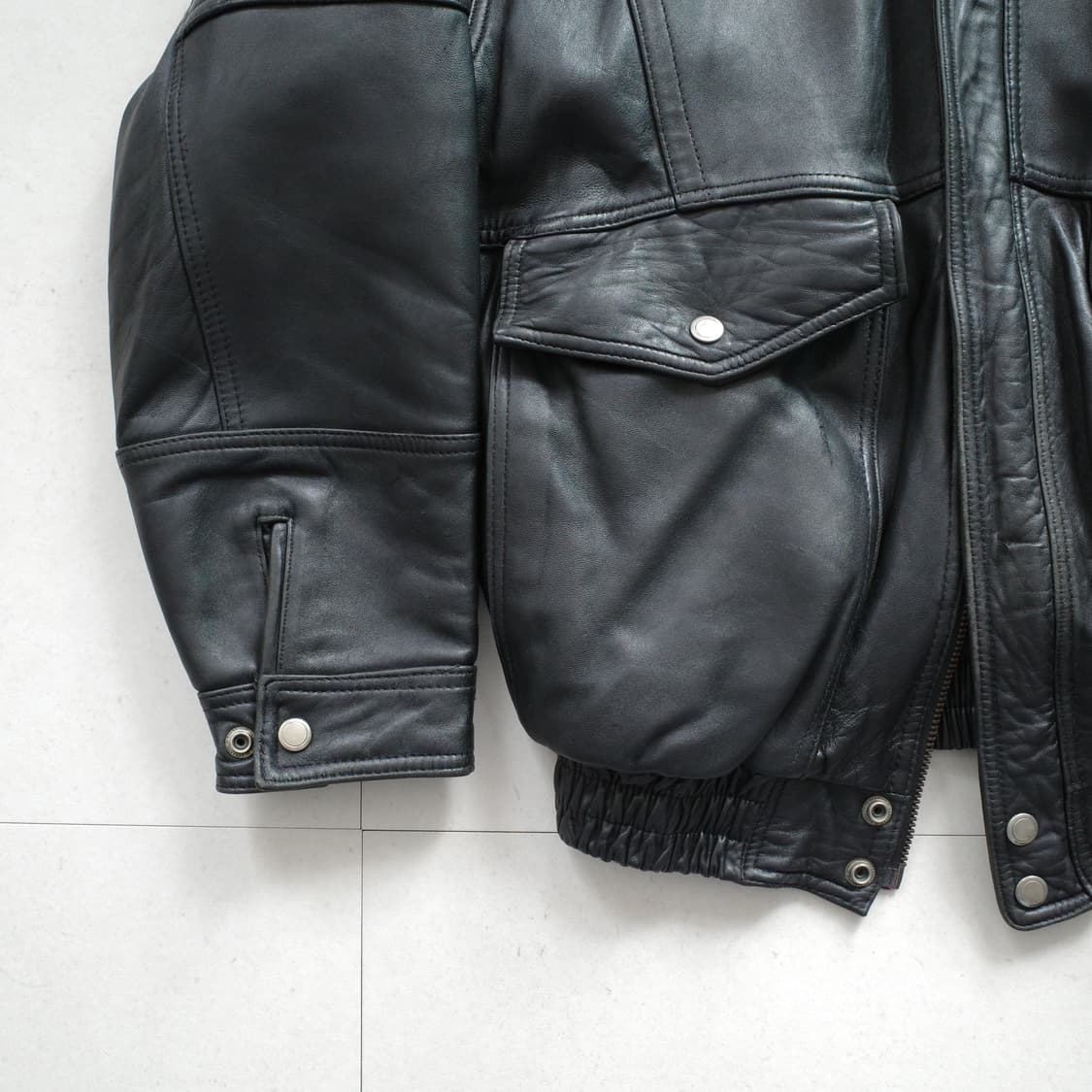 블루버드 90s 양털탈부착 레더항공자켓 L (YKK) 상품이미지4