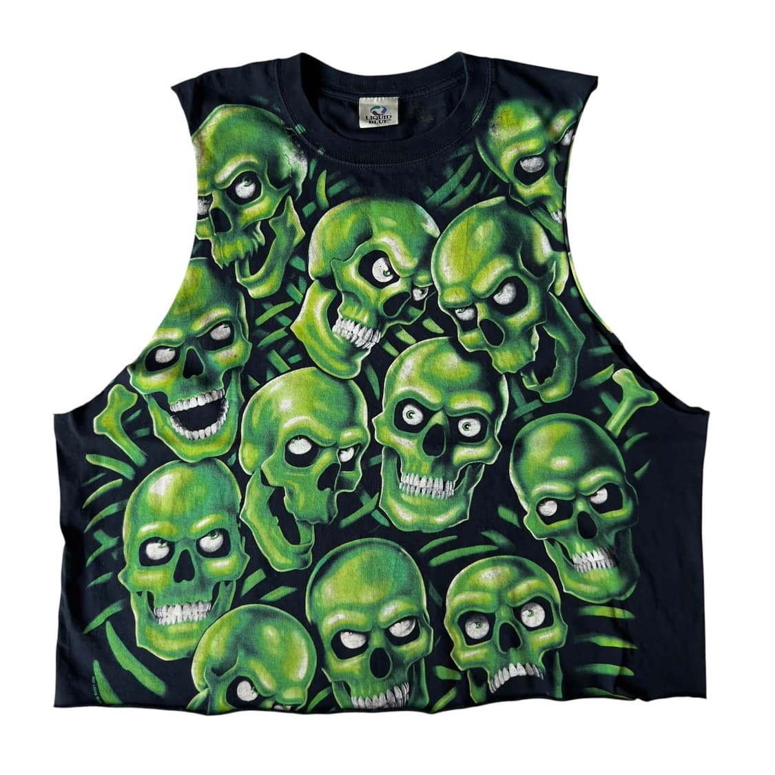 빈티지 00s Liquid Blue Skull Pile 슬리브리스 상품이미지1
