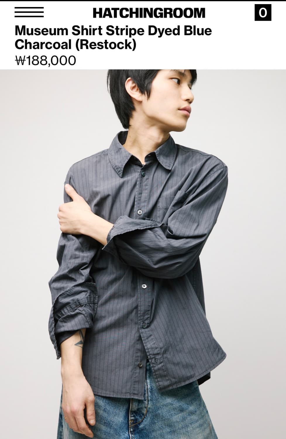 해칭룸 스트라이프 셔츠 챠콜 상품이미지3