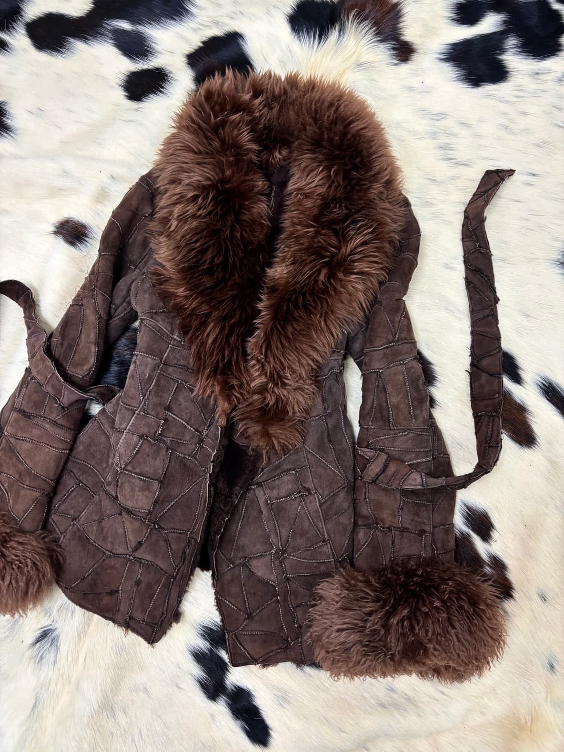 2000s Y2K Brown Fur Trimming Rough Leath 상품이미지3