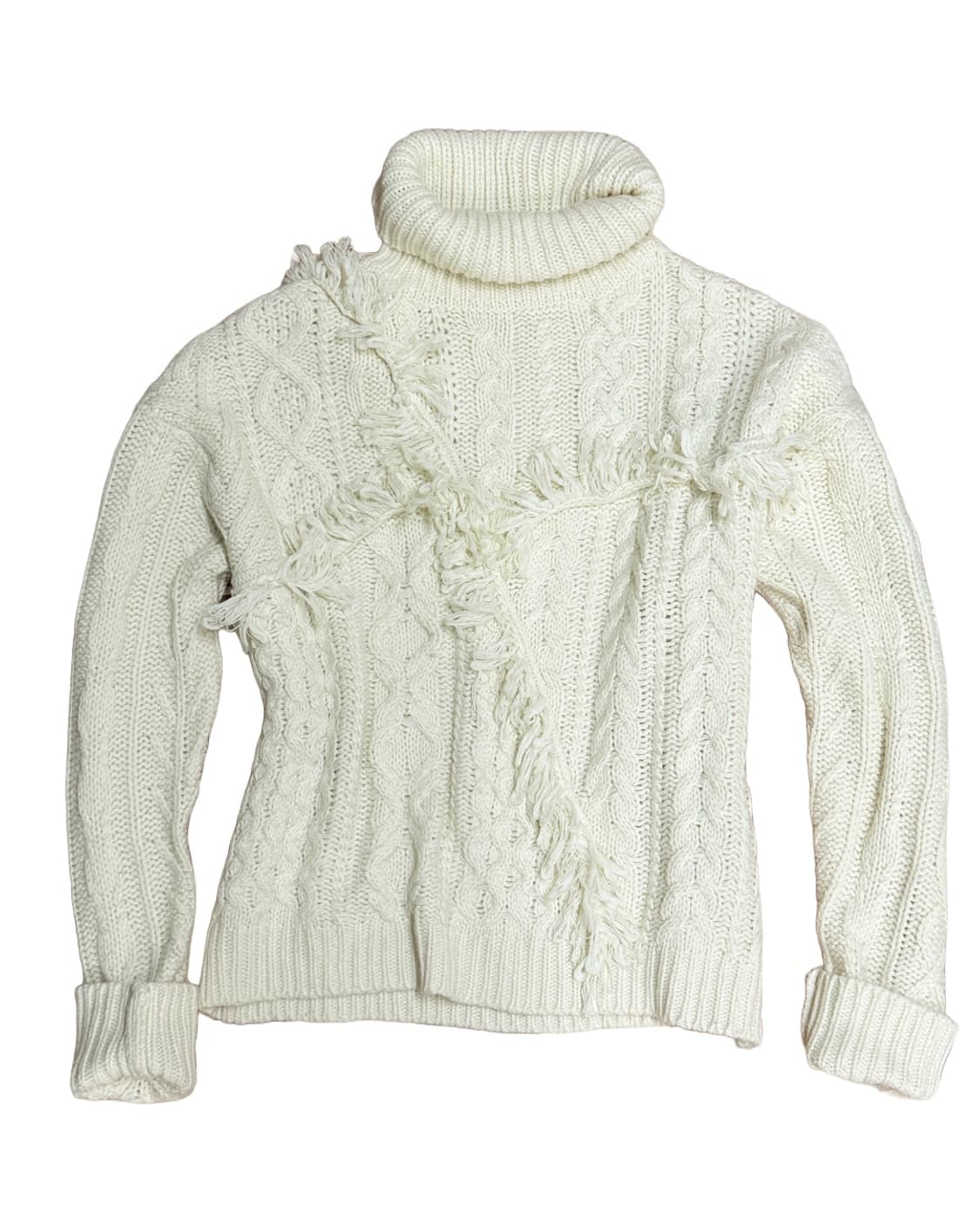 화이트 언발란스 프린지 니트 상품이미지1