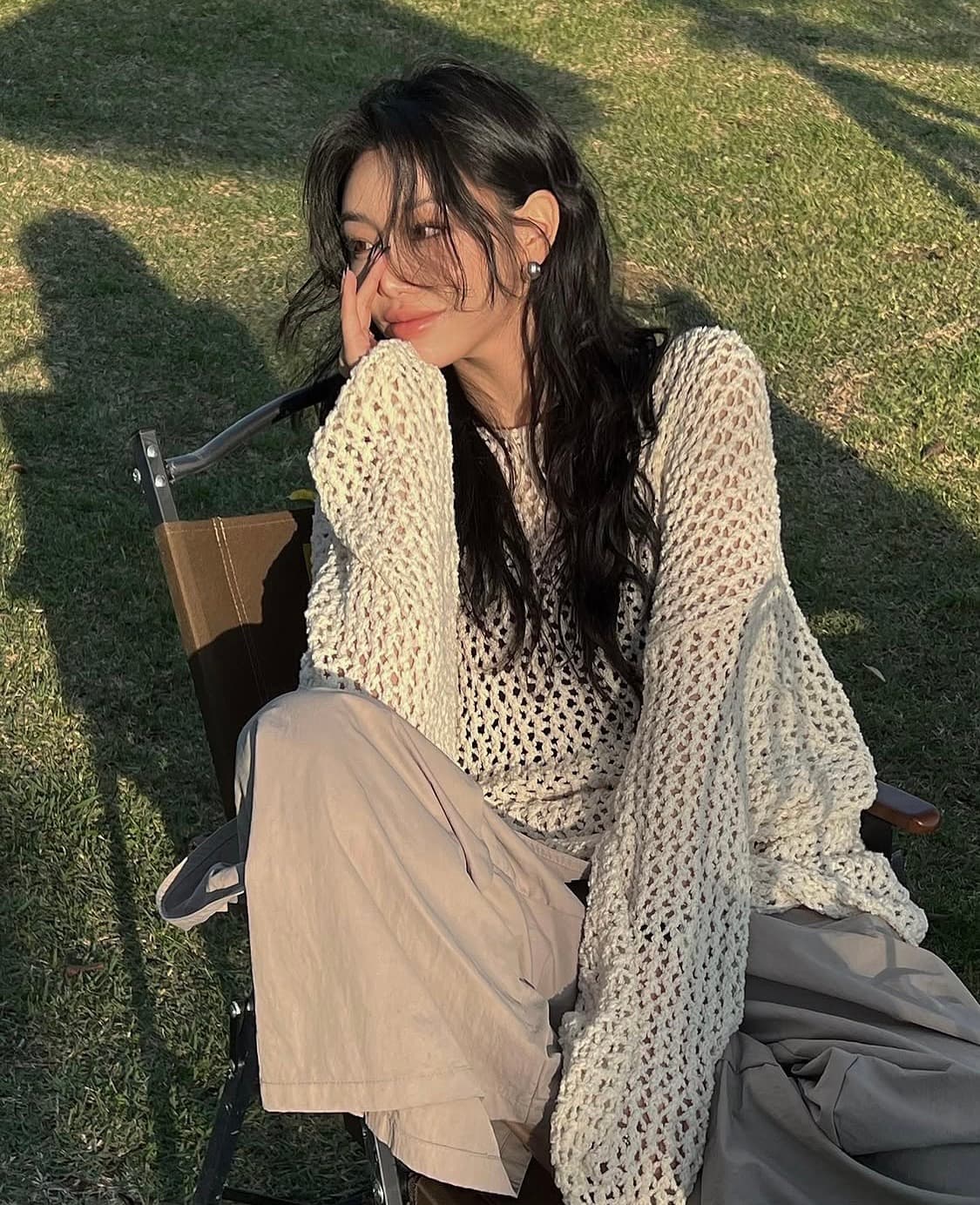 트리밍버드 펀칭 니트 아이보리 상품이미지2