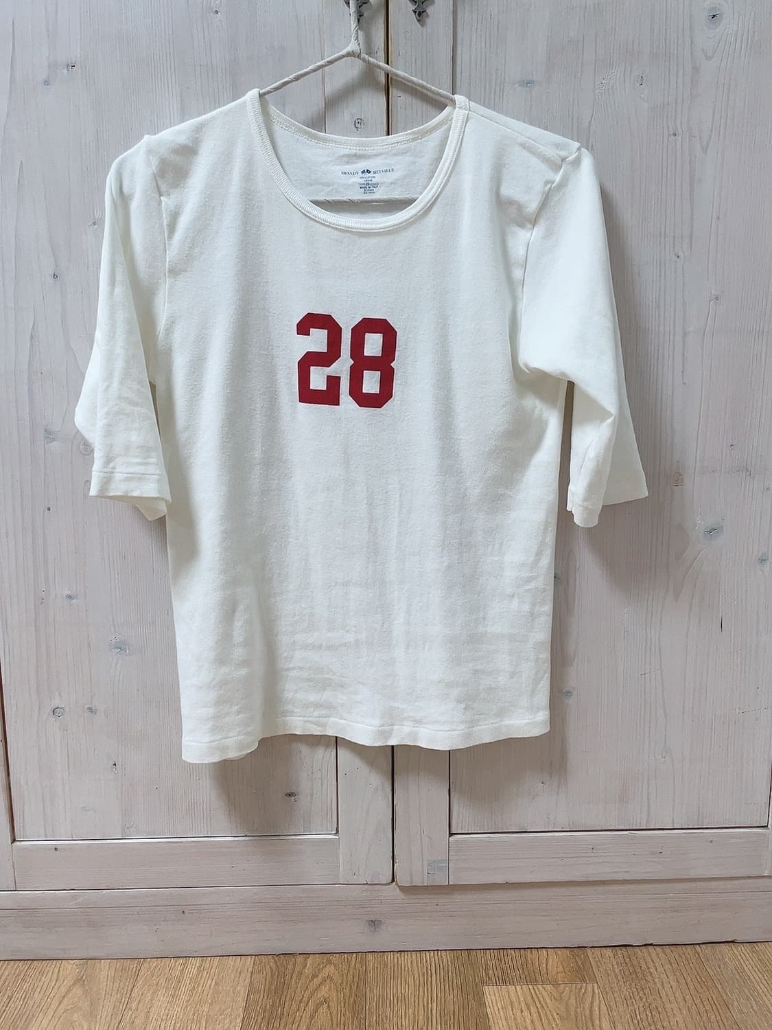 브랜디멜빌 28 숫자 프린트 5부 소매 티셔츠 화이트 상품이미지1