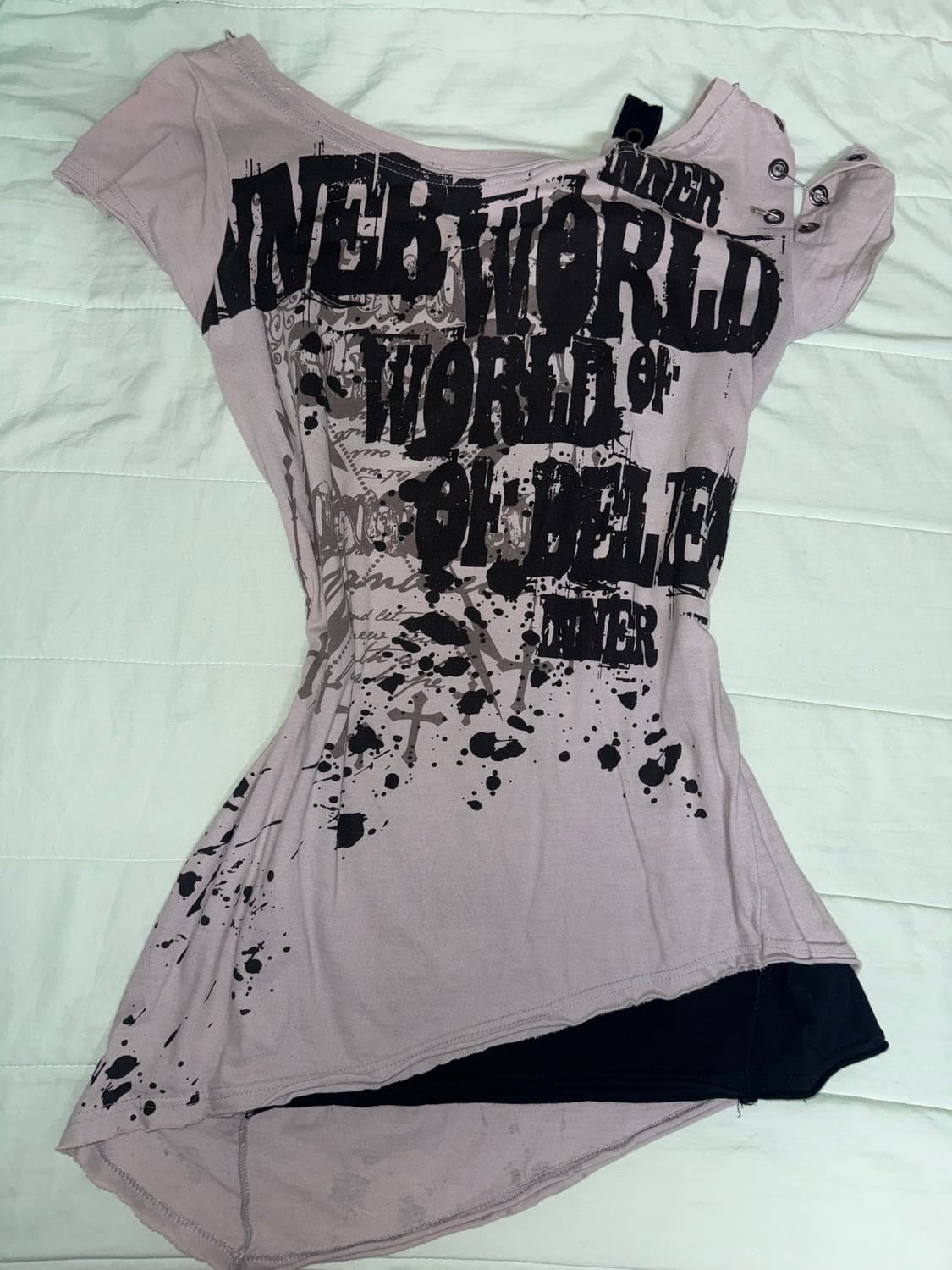 Ghost of harlem 펑크 오프숄더 반팔 티셔츠 상품이미지2