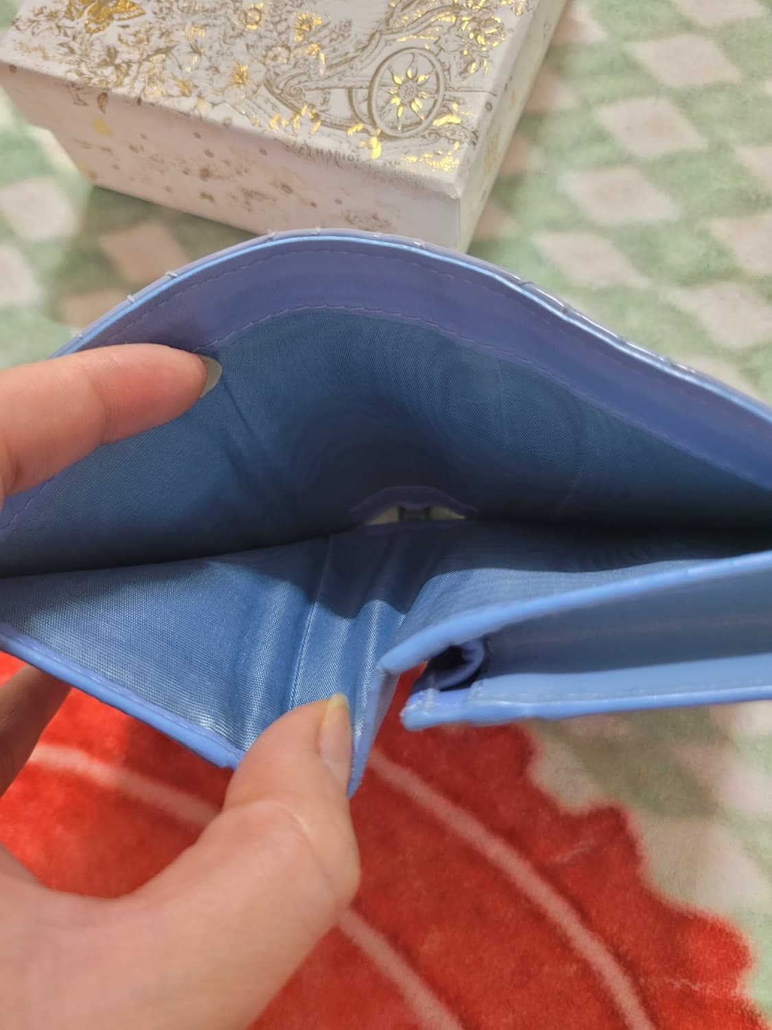 무료배송) 레이디 디올 반지갑 블루 상품이미지9