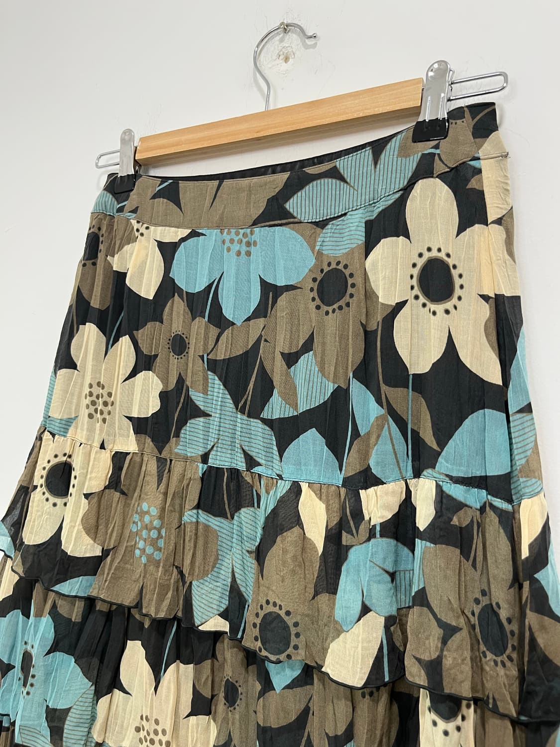 일본 빈티지 플라워 패턴 캉캉 레이어드 미디 스커트 상품이미지8