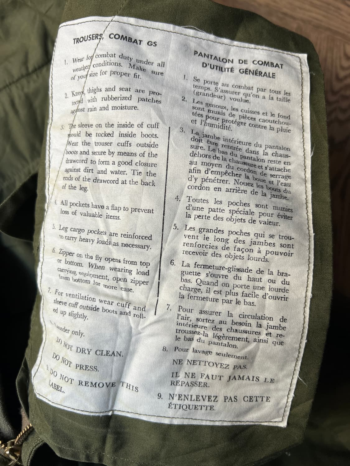 [34]60's 오리지널 캐나다군 필드 카고 팬츠 상품이미지5