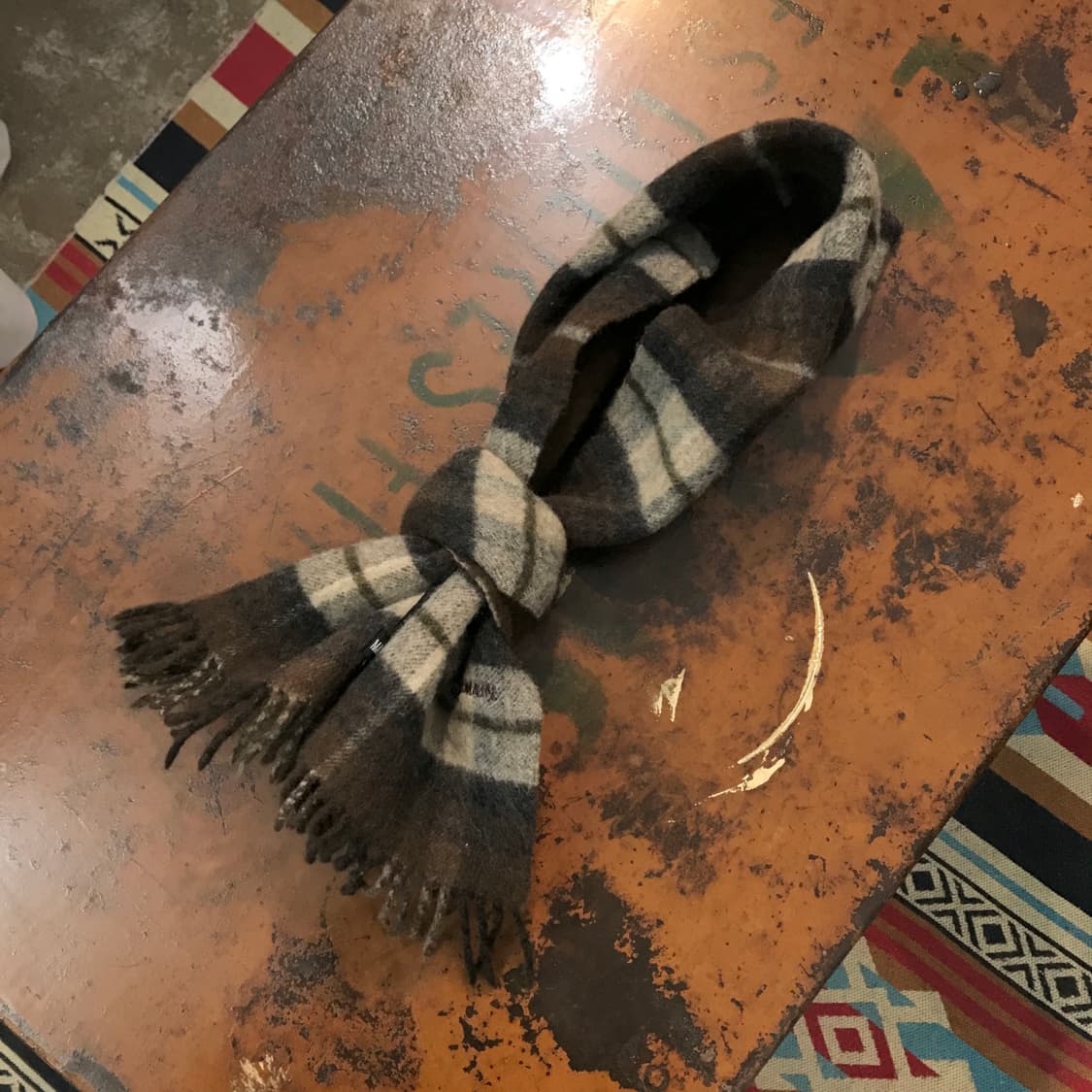 Japan 피에르 발망 브라운 톤 울 머플러 남녀공용  상품이미지5