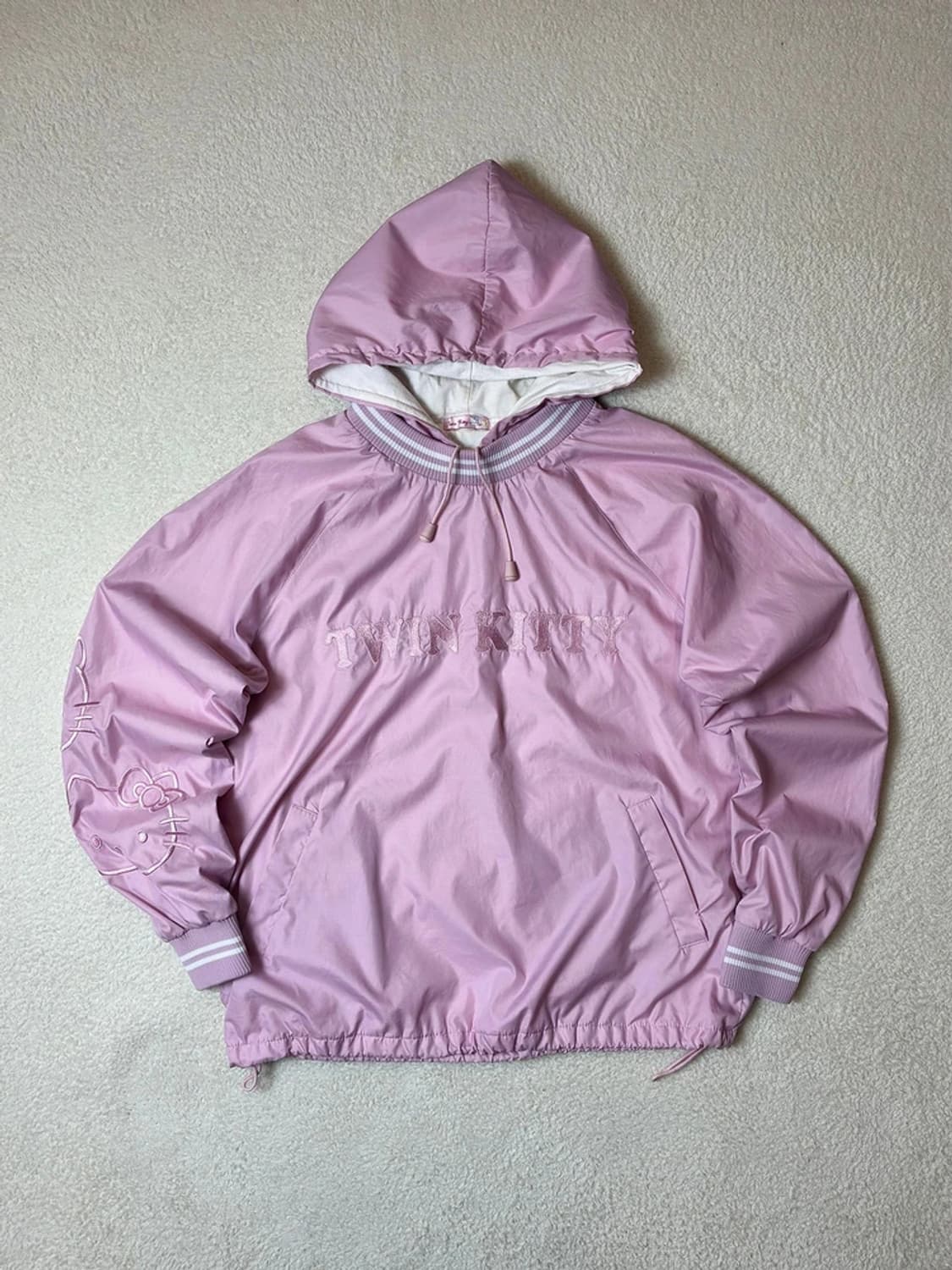 키티 00's 소프트 핑크 윈드 웜업 후드티 PN6313 상품이미지1