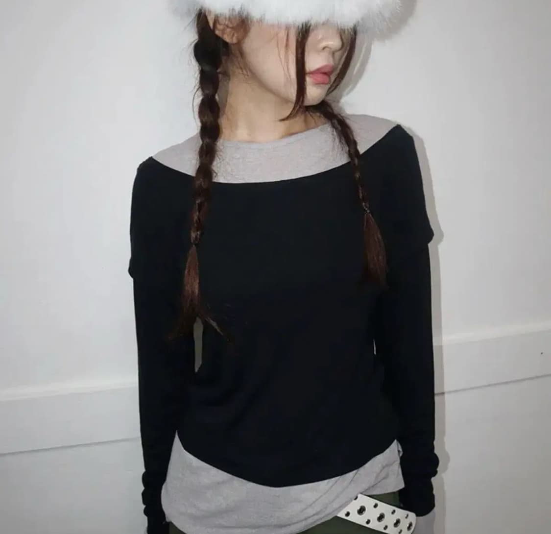 팁씨 레이어드 티 블랙 상품이미지2