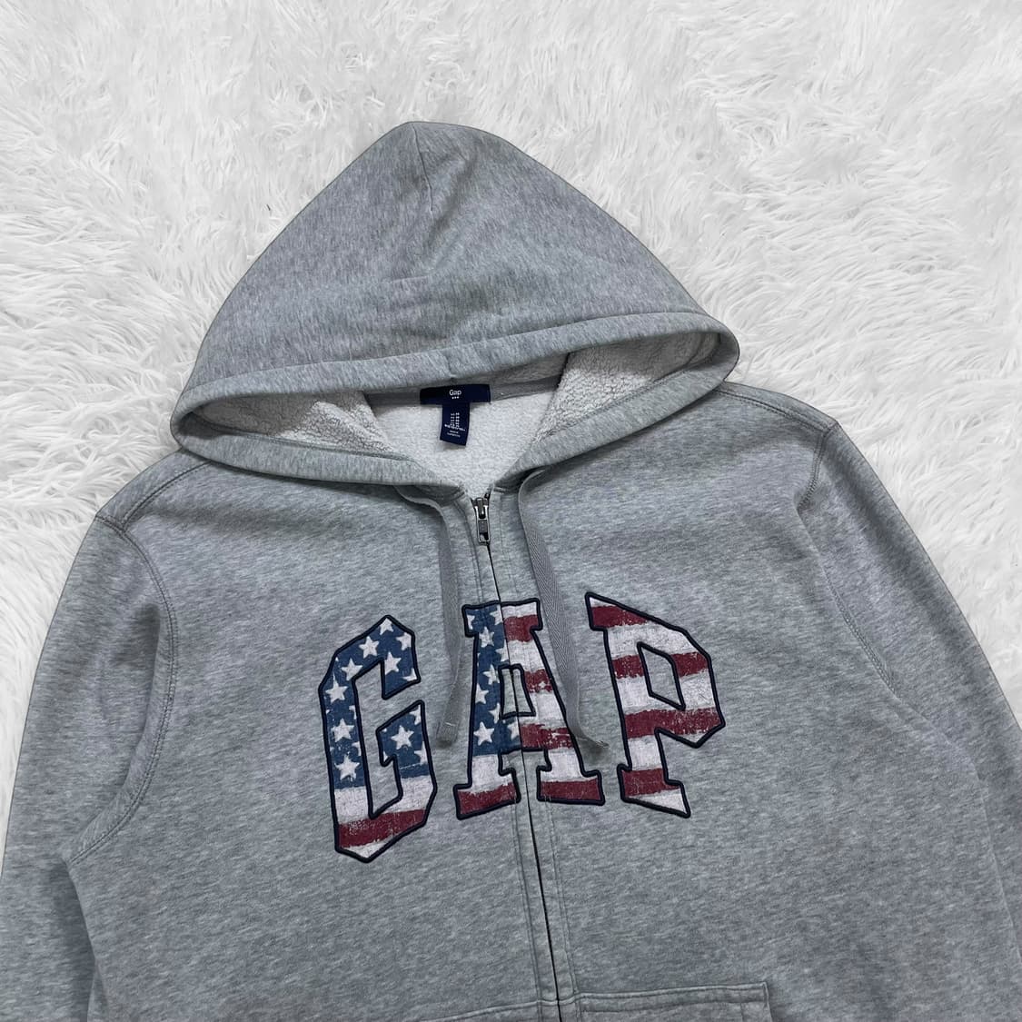 갭 Gap 스펠 로고 후드집업 그레이 상품이미지3