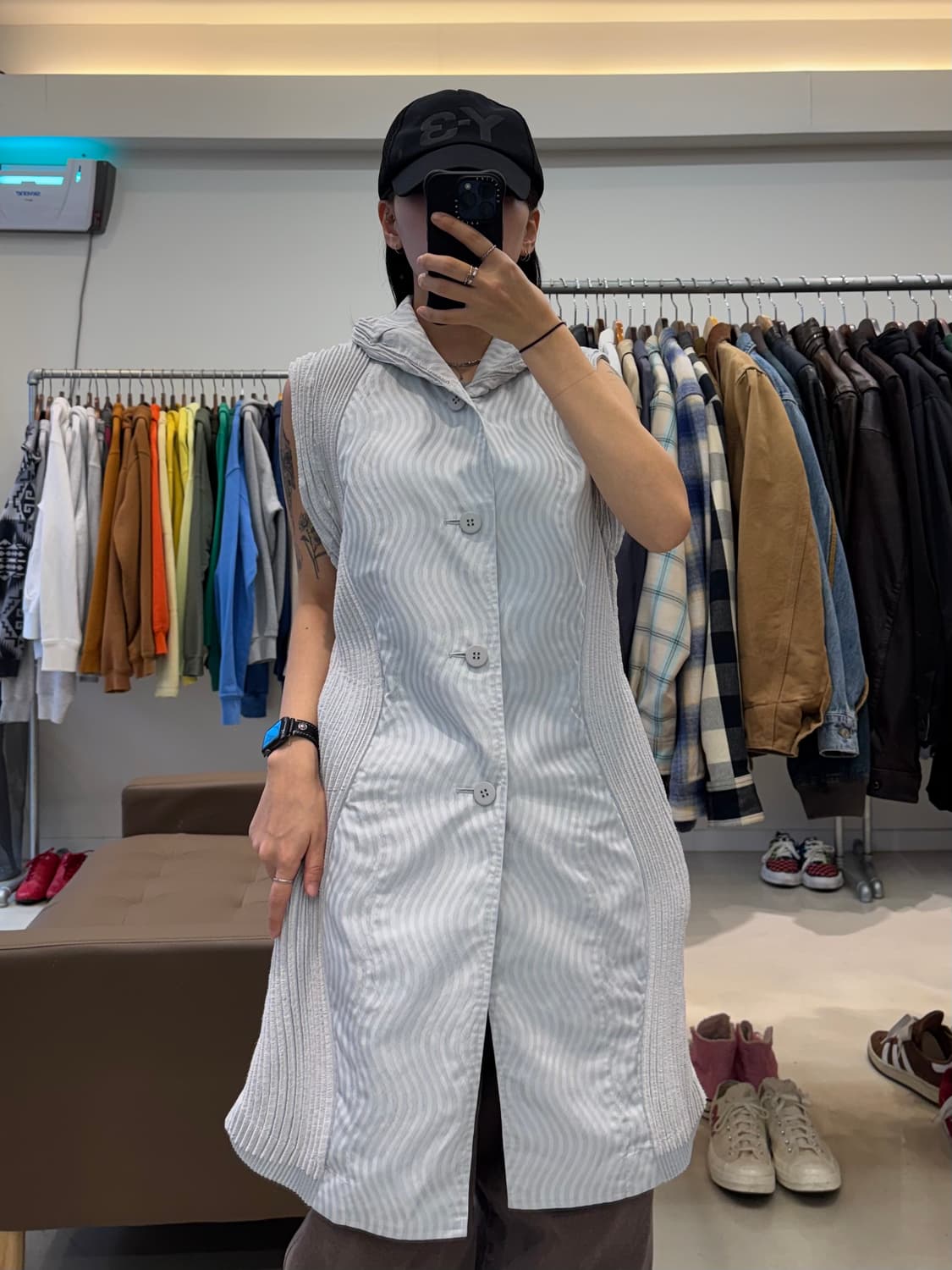 이세이 미야케 웨이브 패턴 플리츠 롱 베스트 상품이미지7