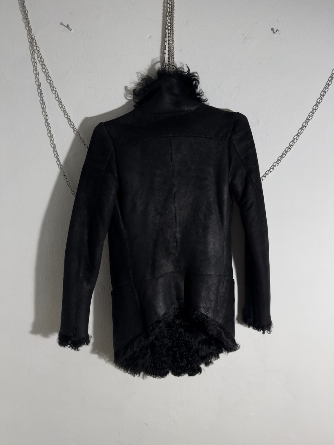 조르지오브라토 사선지퍼 하이넥 드레이프 무스탕 상품이미지4