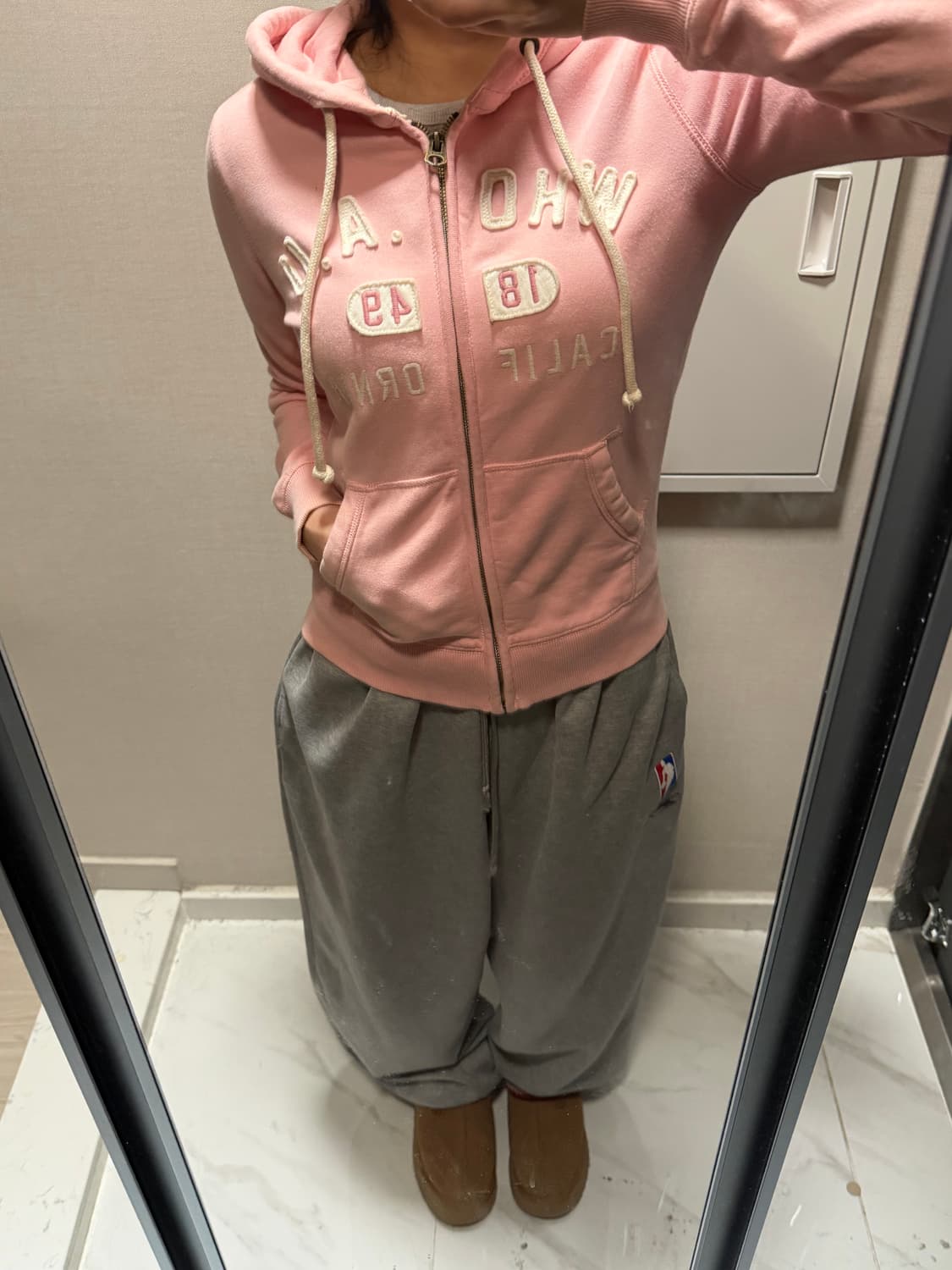 후아유 핑크 후드집업 s 상품이미지1