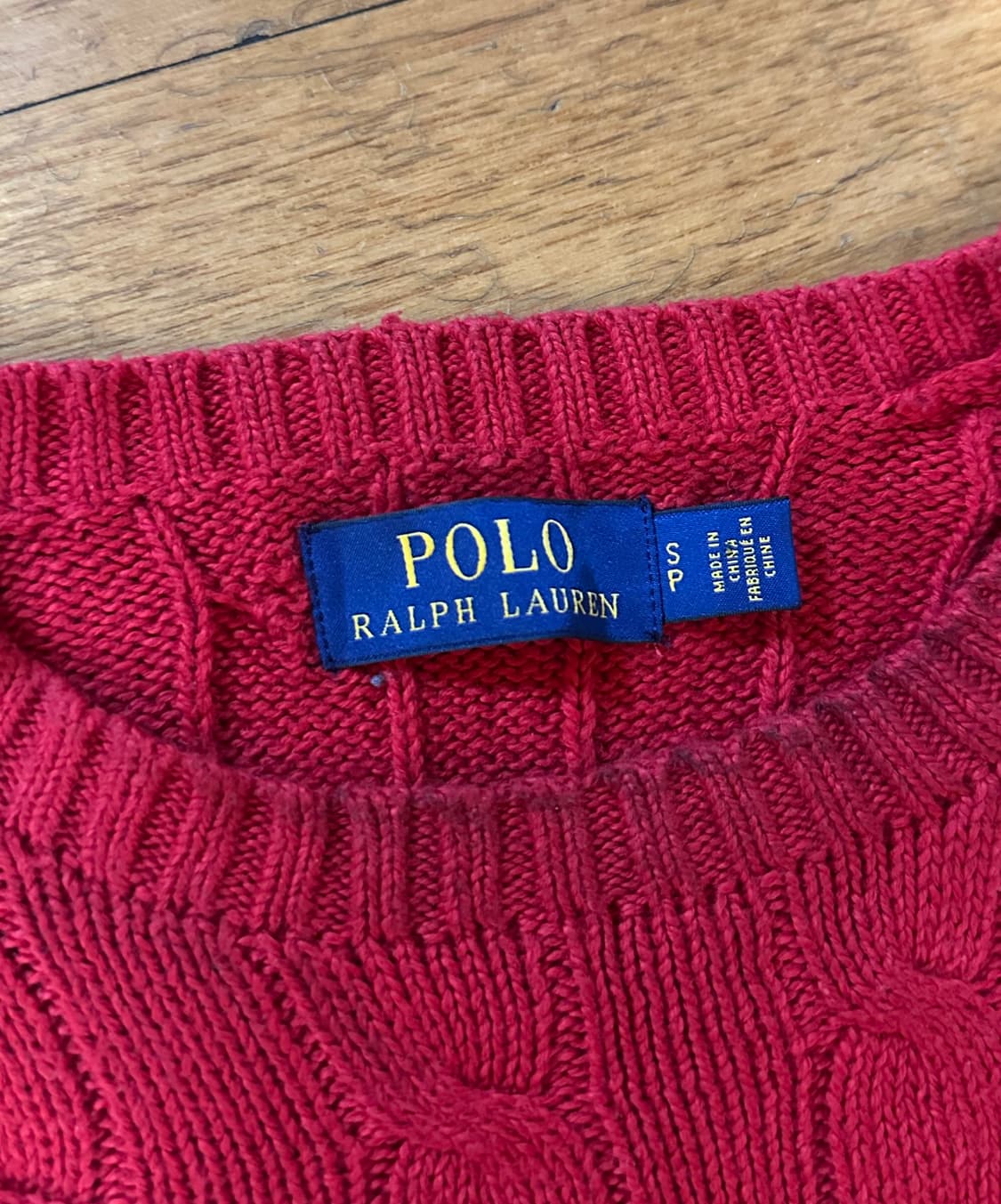 폴로 랄프로렌 꽈배기 니트 레드 S사이즈 상품이미지2