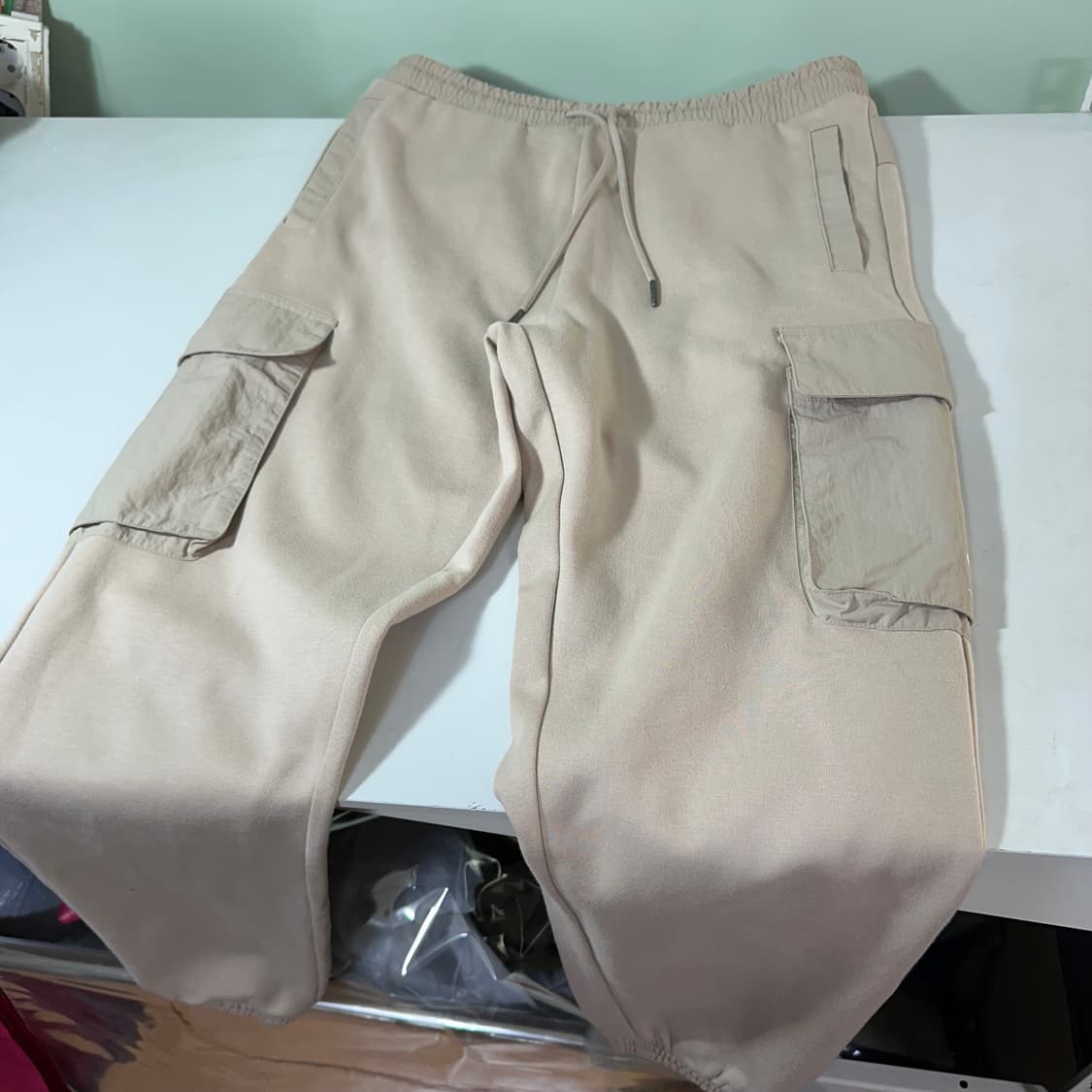 M 휠라 FILA 파스텔살구 카고 코튼 밴딩 조거팬츠 상품이미지4