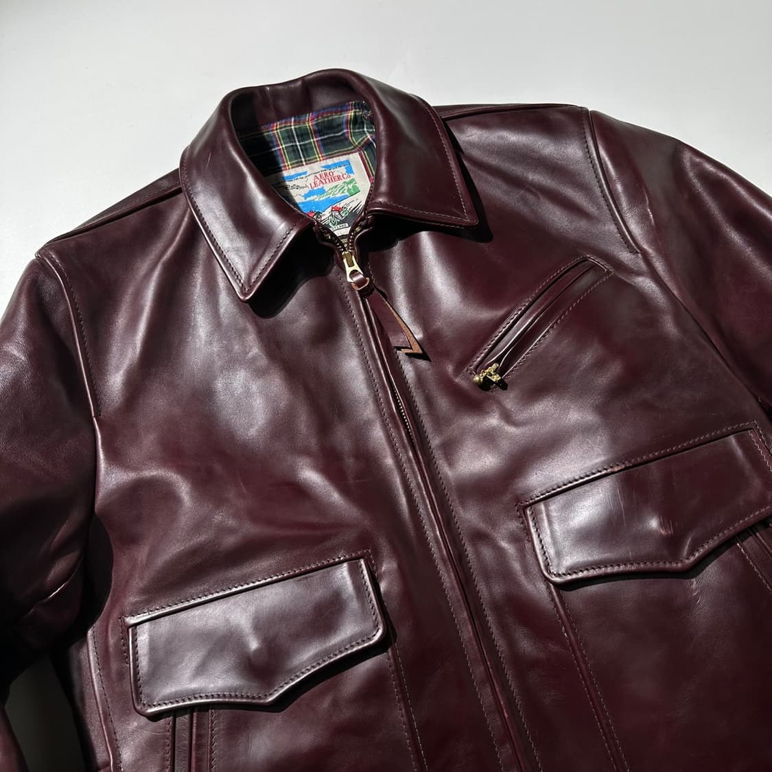 에어로 레더 홀스하이드 하프 벨티드 디럭스 싱글 자켓 상품이미지4