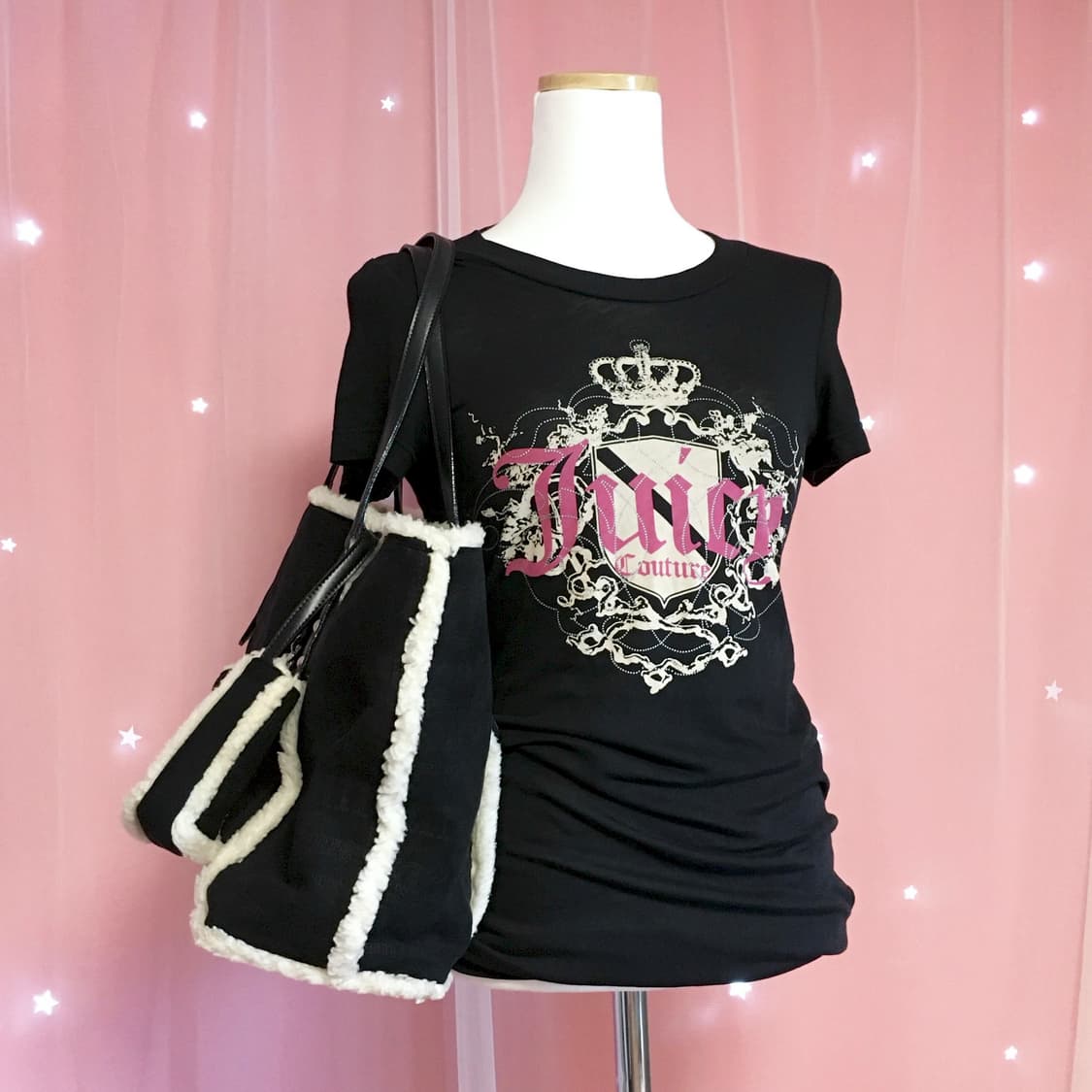 핑키앤다이안 블랙 퍼 숄더백 갸루 헤이세이 y2k 상품이미지1