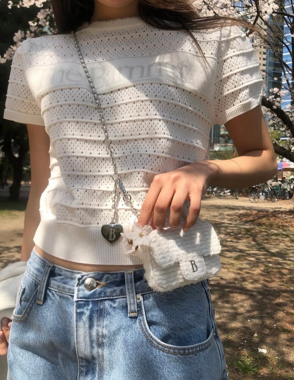 더바넷 Helen Logo Jacquard Knit Top 반팔 니트 상품이미지1