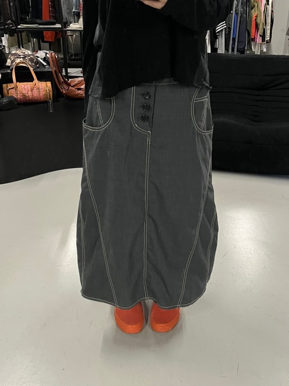 POUR DEUX gray stitch A skirt 상품이미지1