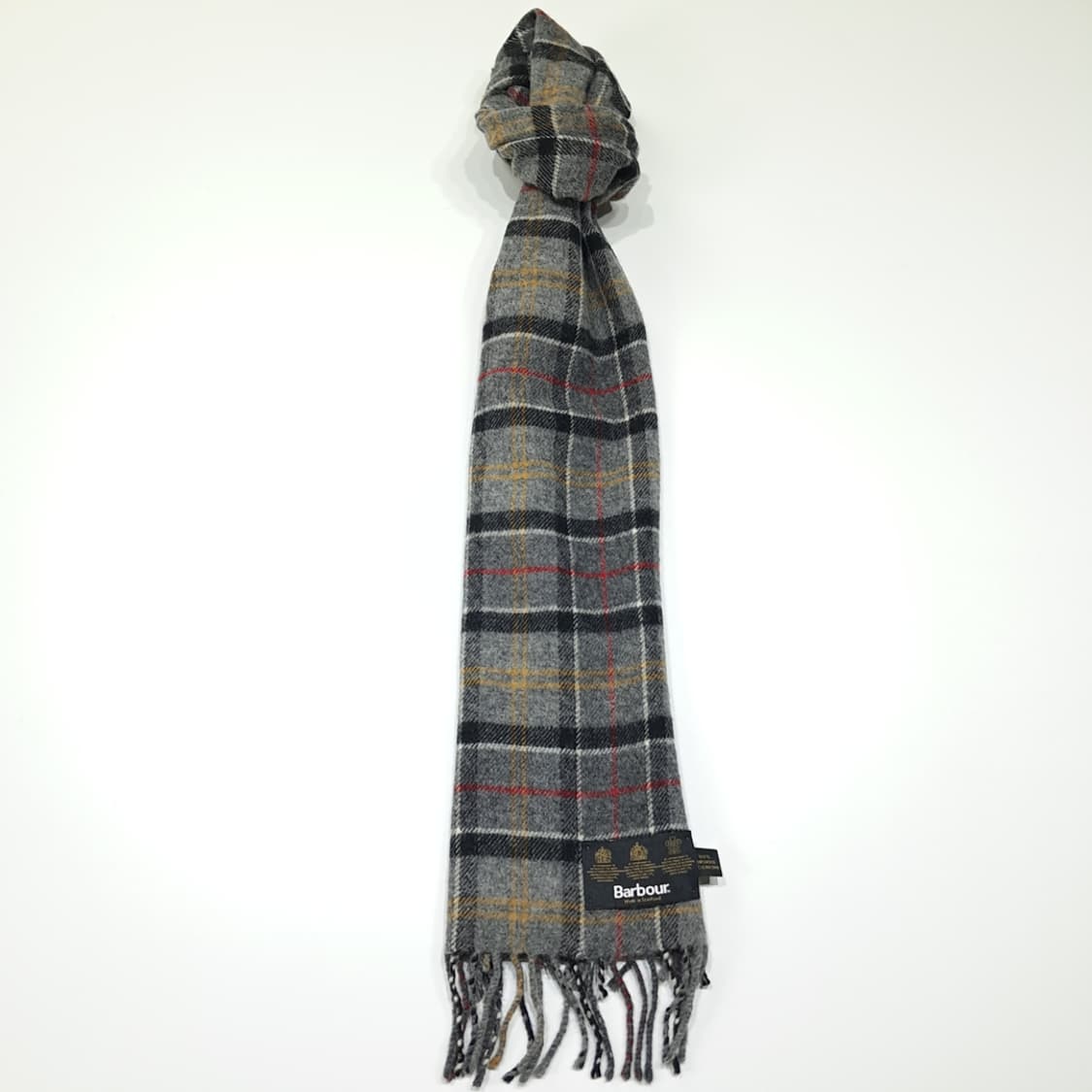 MX391 바버 3-워런트 100% 램스울 그레이 타탄 체크 머플러 상품이미지5