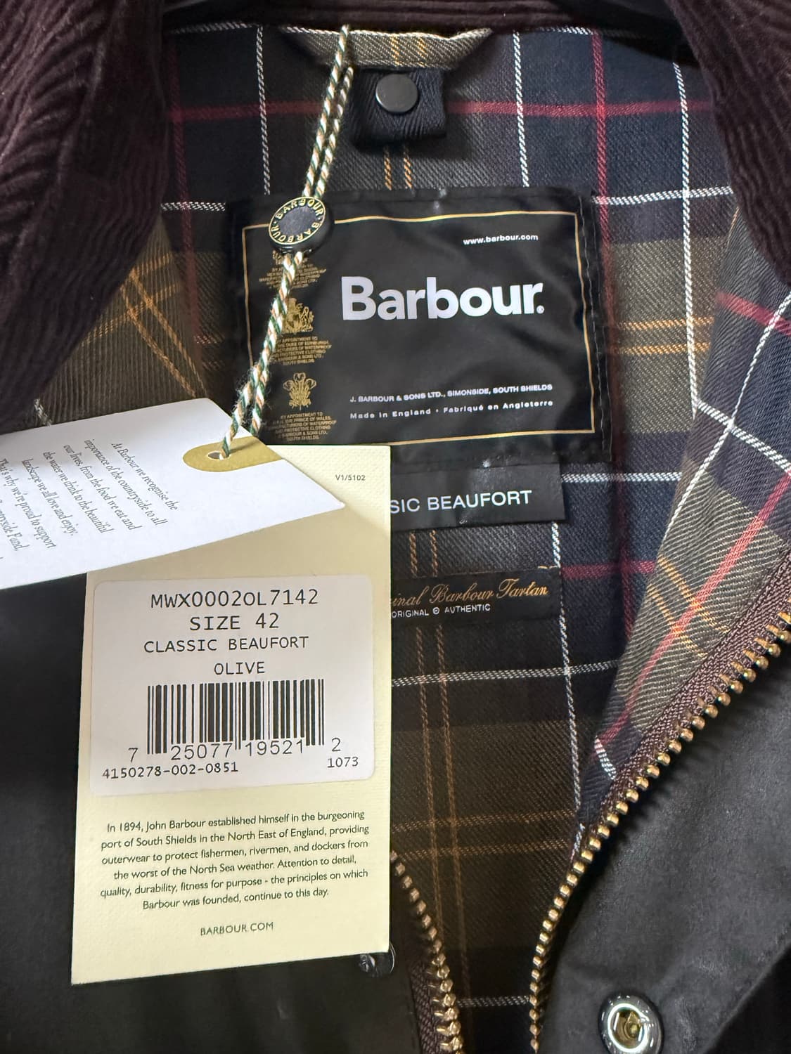 [새제품] 바버 뷰포트 왁스 자켓 올리브색상 42 상품이미지4