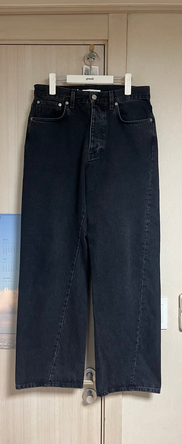 선플라워 와이드 트위스트 블랙 워시드 데님 상품이미지3