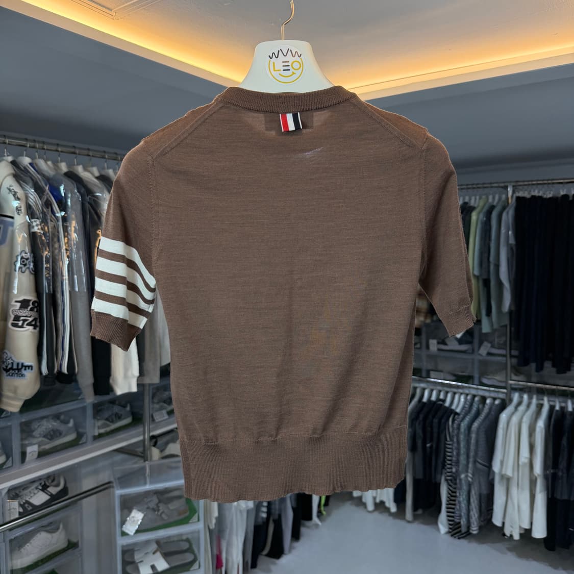 [리오브] 톰브라운 사선 메리노 울 니트 반팔 상품이미지2