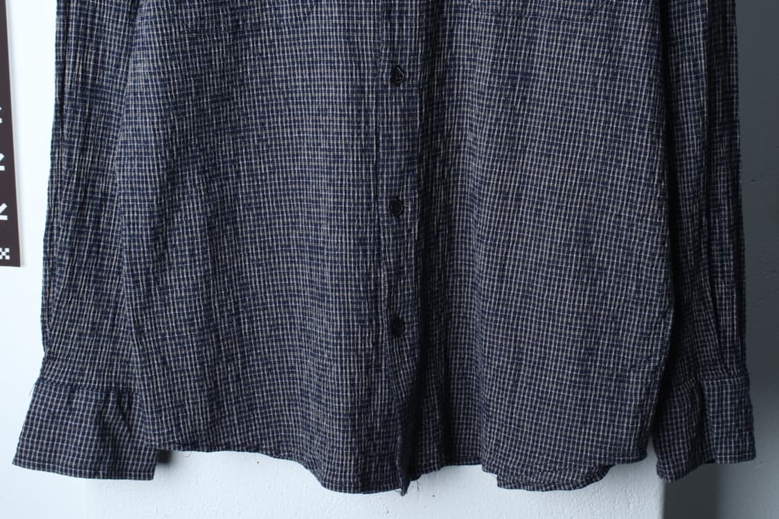 (XL-2XL) 드로우핏 셔츠 남방 체크 네이비 여름용 시원-H32652 상품이미지4