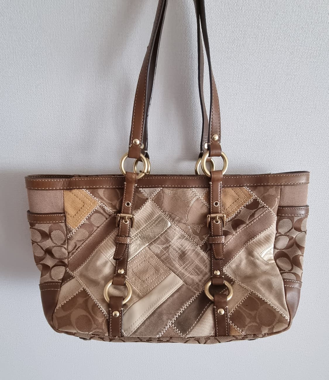 빈티지 코치 패치워크 브라운 숄더백 상품이미지1