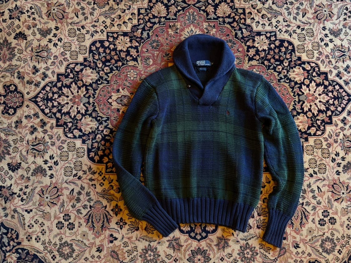 폴로 랄프로렌 블랙와치 숄칼라 니트 100 상품이미지2