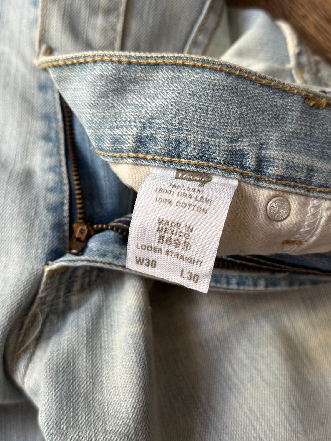 [30]00's 리바이스 569 멕시코제 라이트블루 워싱 와이드 데님팬츠 상품이미지6
