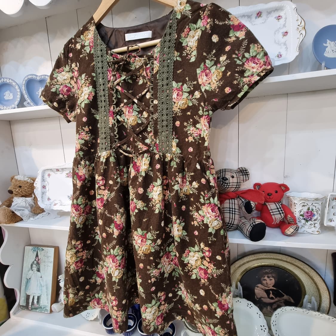 SHEENA DEL RAY 브라운 플로럴 코르셋 레이스 원피스 상품이미지3