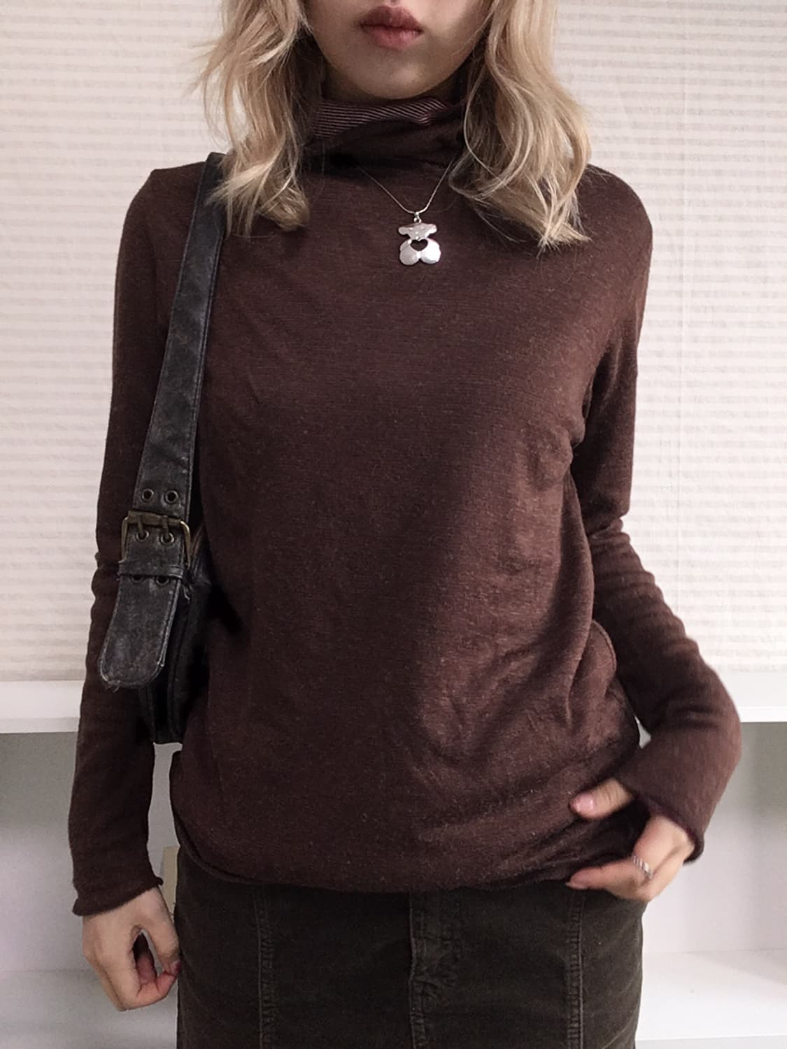 jpn vintage brown stripe layered pullove 상품이미지1