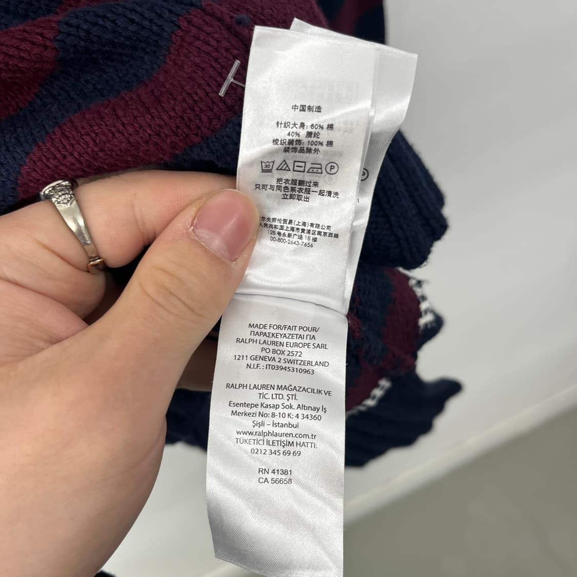 랄프로렌 스트라이프 니트 남색/버건디 여/M 상품이미지6