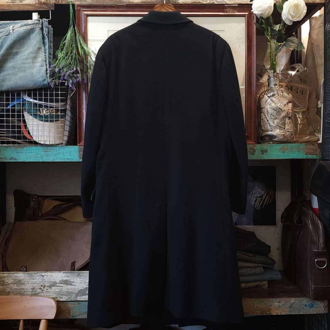 90s 조르지오 아르마니 코트 캐시미어 100% 더블 코트 블랙 52 상품이미지3