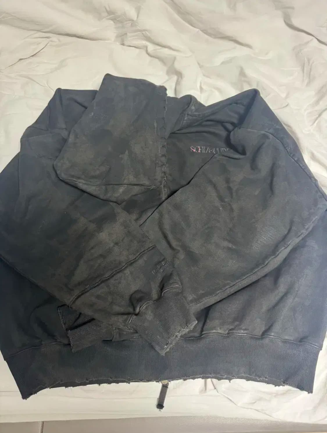 언더마이카 더티 코팅 후드 집업 블랙 2사이즈 상품이미지3