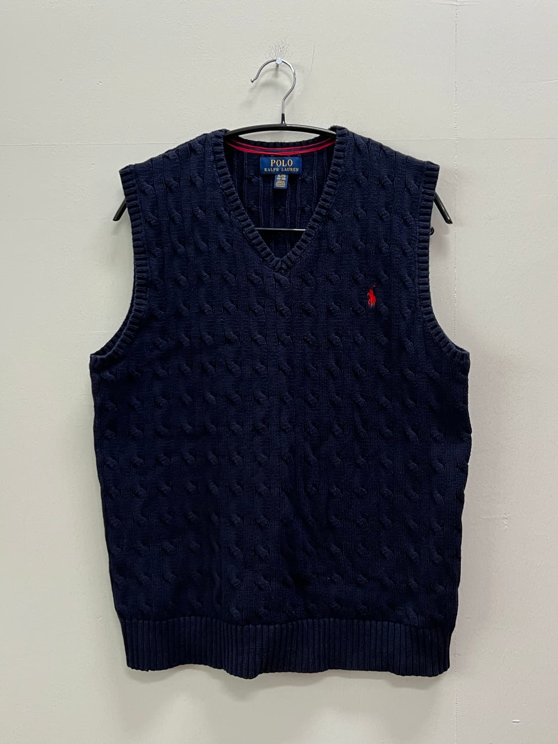 폴로랄프로렌 키즈/우먼스 케이블 꽈배기 니트 조끼 네이비 상품이미지2